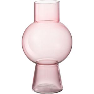 J-Line vaas Bol - glas - lichtroze - medium - 31 cm hoog