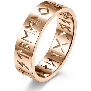 Ring Viking runen rosegoud dames en heren - Rosegouden ring met geschenkverpakking van Mauro Vinci MAAT 9