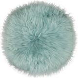Stoelkussen turquoise - zitkussen schapenvacht - stoelpad - zitpad - turquoise rond - klein rond vachtje