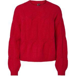 Pieces - Pcjenna Ls O-neck Cable Knit Noos - Trui - Goji Berry - Dames