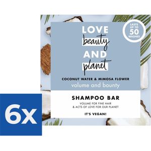 Love Beauty and Planet Shampoo Bar Coconut Water & Mimosa Flower - 90 gram - Voordeelverpakking 6 stuks
