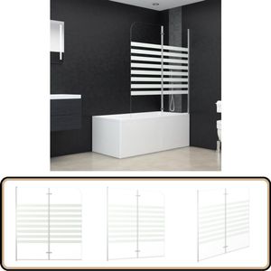 vidaXL Badwand - Gestreept - 120x140 cm - Gehard Glas Badkamer Accessoires - Douchewand - Doucherooi - Geharde Glas - Aluminium Douchewand