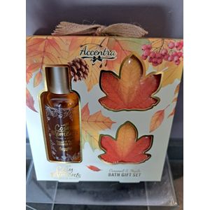 badset in geschenk verpakking - herfst - winter - caramel - bruisbal - douche gel