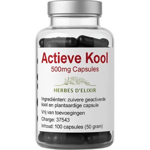 Herbes D'elixir Actieve Kool capsules - 500 mg - 100 capsules - Ondersteunt bij gasophoping