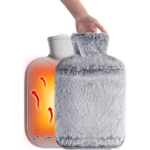 Mrs. Jones Warmwaterkruik met overtrek 2 l - grote warmtekruik met pluche overtrek voor warme koude therapie ter verlichting van pijn - veilig en duurzaam voor kinderen en volwassenen .