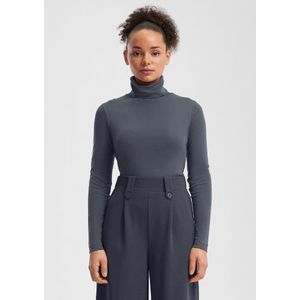 QS - Shirt - Saffier - Lange Mouw - Effen - Normale Pasvorm