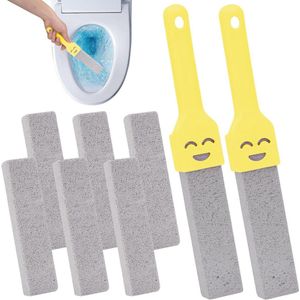 Allecto Plus - Puimsteen Set 8 stuks voor effectieve reiniging toilet en badkamer - Met 2 handgrepen - Verwisselbare Pumice Stone voor keuken en zwembaden