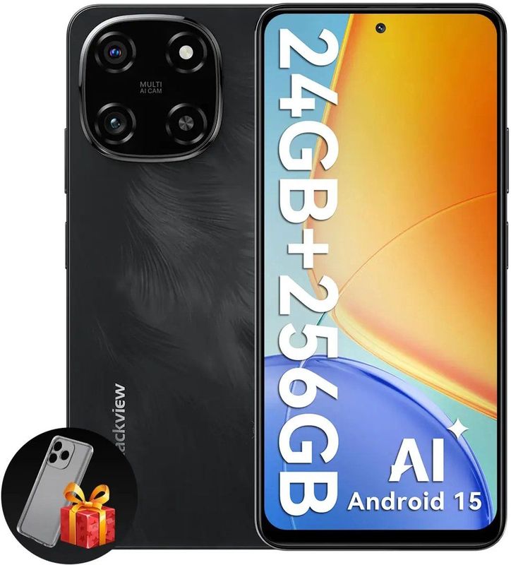 Blackview COLOR 6 Smartphone - 24GB RAM - 256GB ROM - 6.67 Inch - 5000mAh - Dual 4G LTE - Android 15 - GPS - Zwart