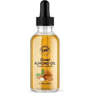 Good Nature Vibe Amandelolie 100ML - Puur & Koudgeperst - Rijk aan Onverzadigde Vetzuren en Vitamines A en E - Zoete Amandel olie Voor Haar, Huid en Gezicht - Duurzame glazen pipetfles verpakking - Geschikt voor Massages, Fijne Lijntjes en Rimpels