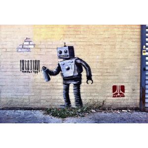 BANKSY  Tagging Robot Canvas Print