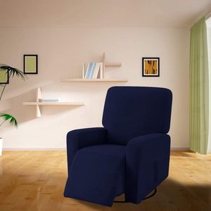 Hoes fauteuil jacquard, Fauteuilhoezen, stretchhoes voor relaxfauteuil compleet, Elastische hoes voor tv fauteuil (Donkerblauw)