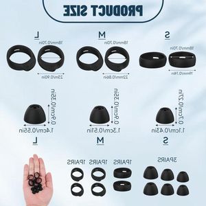 Set van 12 antislip siliconen pads-haken voor Samsung Galaxy Buds SM-R170 en Galaxy Buds+ SM-R175 zwart met opbergtas .