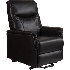Finlandic Elektrische sta-op en relax stoel, gebruiksklaar afgeleverd, verrijdbaar 2-motorig zwart vegan leder F-302