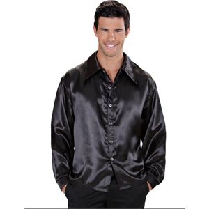 WIDMANN - Zwart satijnachtig overhemd voor heren - Medium - Volwassenen kostuums