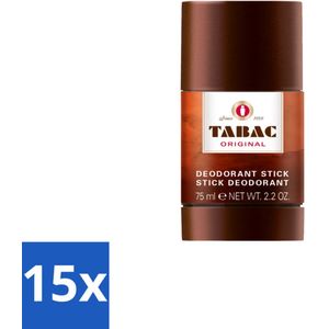 15 x Tabac Original - Deodorant Stick - Langdurige frisheid - 75 ml - Tabac Original - Deodorant Stick - Mannelijke Geur - Langdurige Frisheid - Zweetbescherming
