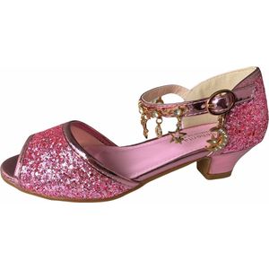 Elsa Prinsessen schoenen roze glitter + bedeltjes maat 30 – binnenmaat 19,5 cm - Spaanse schoenen - hakken - speelgoed cadeau -