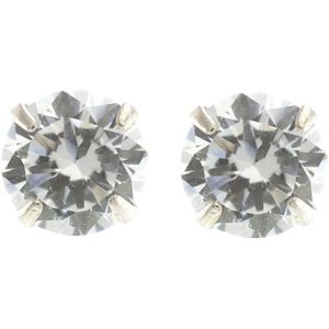 Behave Dames oorbellen oorknoppen zilver-kleur met steen 0,3 cm