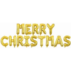 Merry Christmas Letter Ballonnen - Goud - Luxe Helium Ballonnen Set - Versiering Pakket - Kerstmis - Kerst - Gold