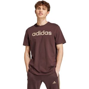 adidas Sportswear Essentials Single Jersey Linear Geborduurd Logo T-shirt - Heren - Bruin- L