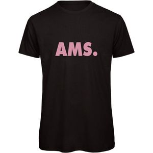 T-shirt zwart M - AMS - roze - soBAD. | Amsterdam | Unisex | T-shirt heren | T-shirt Dames