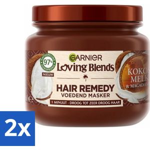 2 x Garnier - Loving Blends - Haarmasker - Kokosmelk & Macadamia - Normaal tot Droog Haar - 340 ml - Haar Masker - Kokosmelk Masker - Macadamia Masker - Droog Haar - Normaal Haar