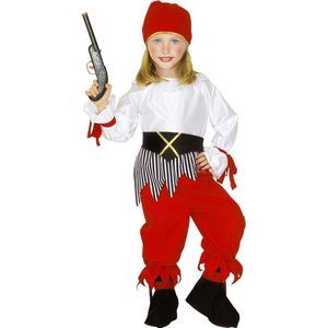 Widmann - Piraat & Viking Kostuum - Zuiderzee Zeerover Grote Buit Kind Kostuum - Rood, Wit / Beige - Maat 110 - Carnavalskleding - Verkleedkleding