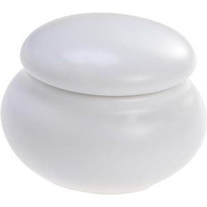 Allecto Plus - Opbergdoos voor Reistoiletartikelen en Crème - Theepot Design - Glas met Deksel - Wit - Travel Container