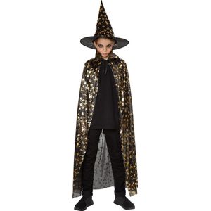 dressforfun - Unisex kinderset hoed en cape halloween 90 cm - verkleedkleding kostuum halloween verkleden feestkleding carnavalskleding carnaval feestkledij partykleding - 301657
