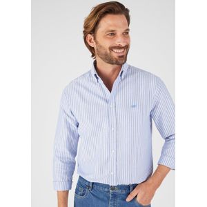 Damart - Gestreept Oxford overhemd van puur katoen - Heren - Blauw - 43/44