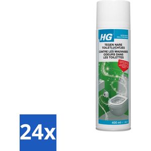 HG - Tegen Nare Toiletluchtjes - Neutraliseert Alle Luchtjes - Natuurlijk Zuiveringsproces - 400 ml - Voordeelverpakking - 24 stuks