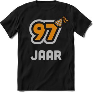 97 Jaar Feest kado T-Shirt Heren / Dames - Perfect Verjaardag Cadeau Shirt - Goud / Zilver - Maat 9XL