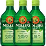 Möller’s Omega-3 Levertraan Appel - 3 x 250ml - Omega-3 visolie – Levertraan vloeibaar – Levertraan met smaak van appel