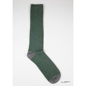 LON kniekousen - katoen met kasjmier - groen/grijs - maat 38-41 - zacht - licht van gewicht - ademend - vochtregulerend - neutraliseert geur - natuurlijke antibacteriële eigenschappen - optimale pasvorm - stimulerend voor de voeten - Made in Portugal