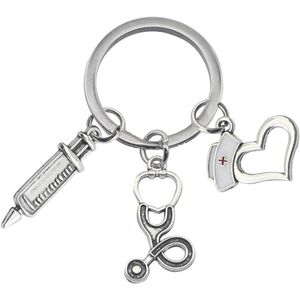 Creatieve Combinatie Driedelige Set (Stethoscoop Spuit Verpleegster Cap） Medische Student Geschenken Verpleegkundige Geschenken Sleutelhanger