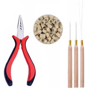 Kaise - Haarextension Gereedschapsset - Nanoringtang / Haaknaalden / Micro nano ringen - Blond