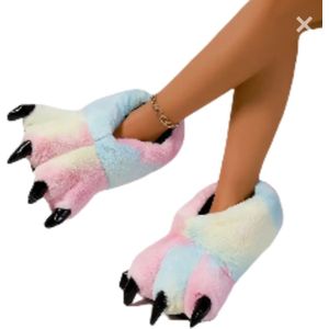 Grappige dierenpoten pantoffels | Gekleurde tijger Klauw Sloffen | One size fits all maat 34 t/m 40 voor Kinderen, Dames en Heren | Pluche dierensloffen | zachte binnenschoenen | Stoere Sloffen en Pantoffels