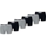 Puma - Boxershorts Everyday Placed Logo - 6 pack - Heren Ondergoed - Grey Melange / Black