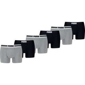Puma - Boxershorts Everyday Placed Logo - 6 pack - Heren Ondergoed - Grey Melange / Black