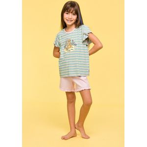 Woody pyjama meisjes - luiaard - streep - 251-10-PSG-S/929 - maat 98