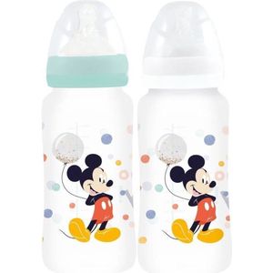 Set van 2 THERMOBABY MICKEY COOL-babyflessen - 360 ml - Antikoliek - 3 standen