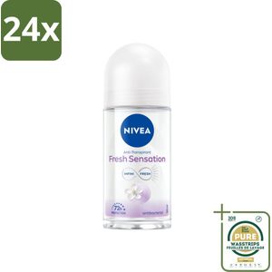 NIVEA - Deodorant Roller - Frisse Sensatie - 72 Uur Anti-Transpirant - 50 ml - Voordeelverpakking - 24 stuks - Deodorant roller - Fresh Sensation
