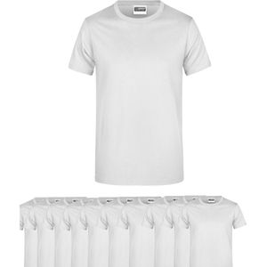 James & Nicholson 10 Pack Witte T-Shirts Heren, 100% Katoen Ronde Hals, Ondershirts Maat L