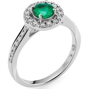 Orphelia RD-3916/EM/54 - Ring - Goud 18 kt - Diamant 0.29 ct / Smaragd 0.43 ct - 17.25 mm / maat 54
