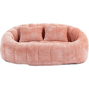 Merax Grote Zitzak voor 2 Personen - Chenille Loungebank met Traagschuim - Comfortabele Beanbag Relaxstoel met Hoge Rug - Luxe Loungestoel - Roze