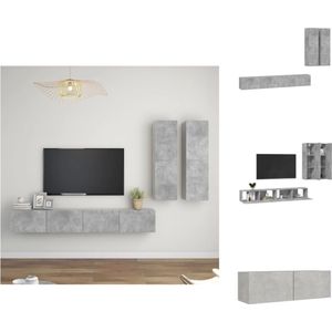 vidaXL TV-meubelset betongrijs - 2x 100 x 30 x 30 cm en 2x 30.5 x 30 x 110 cm - Hoge kwaliteit bewerkt hout - Kast
