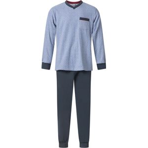 Gentlemen - warme heren pyjama 114278 - aangeruwd badstof - blauw - maat L