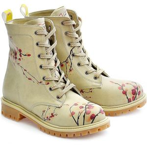 Goby Sakura Blossom - Dames Veterboots - Handgemaakt Vegan Leer - Maat 38