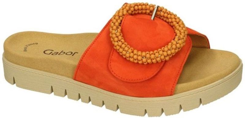 Gabor - Pumpkin 15 - Slippers - Oranje - Textiel - Klittenbandsluiting