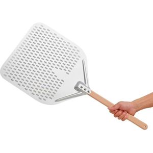 Pizzaschep van geanodiseerd aluminium met houten handvat, 30 + 40 cm, demontabel voor zoet brood