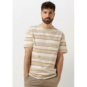 Anerkjendt Akkikki S/s Stripe Tee Polo's & T-shirts Heren - Polo shirt - Beige - Maat XL
